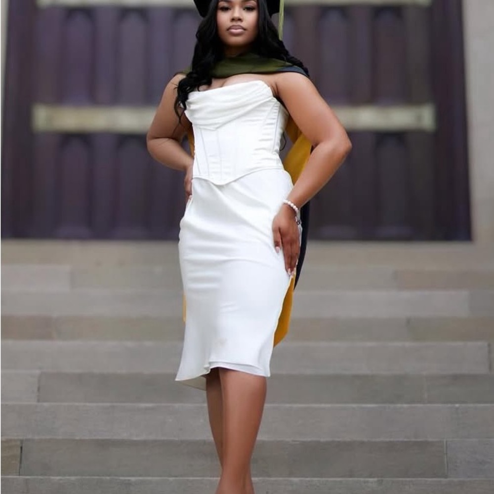 House of CB Elegant White Strapless Dress - one only for photos